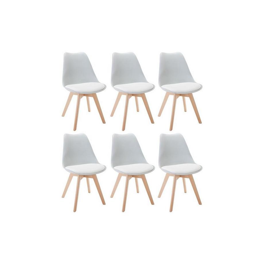 Lot de 6 chaises JODY Polypropylène Hêtre clair