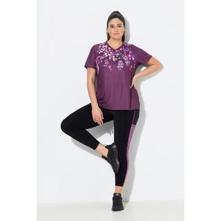 Ulla Popken Leggings sportivi taglio gamba aderente fiori tasche riciclato  