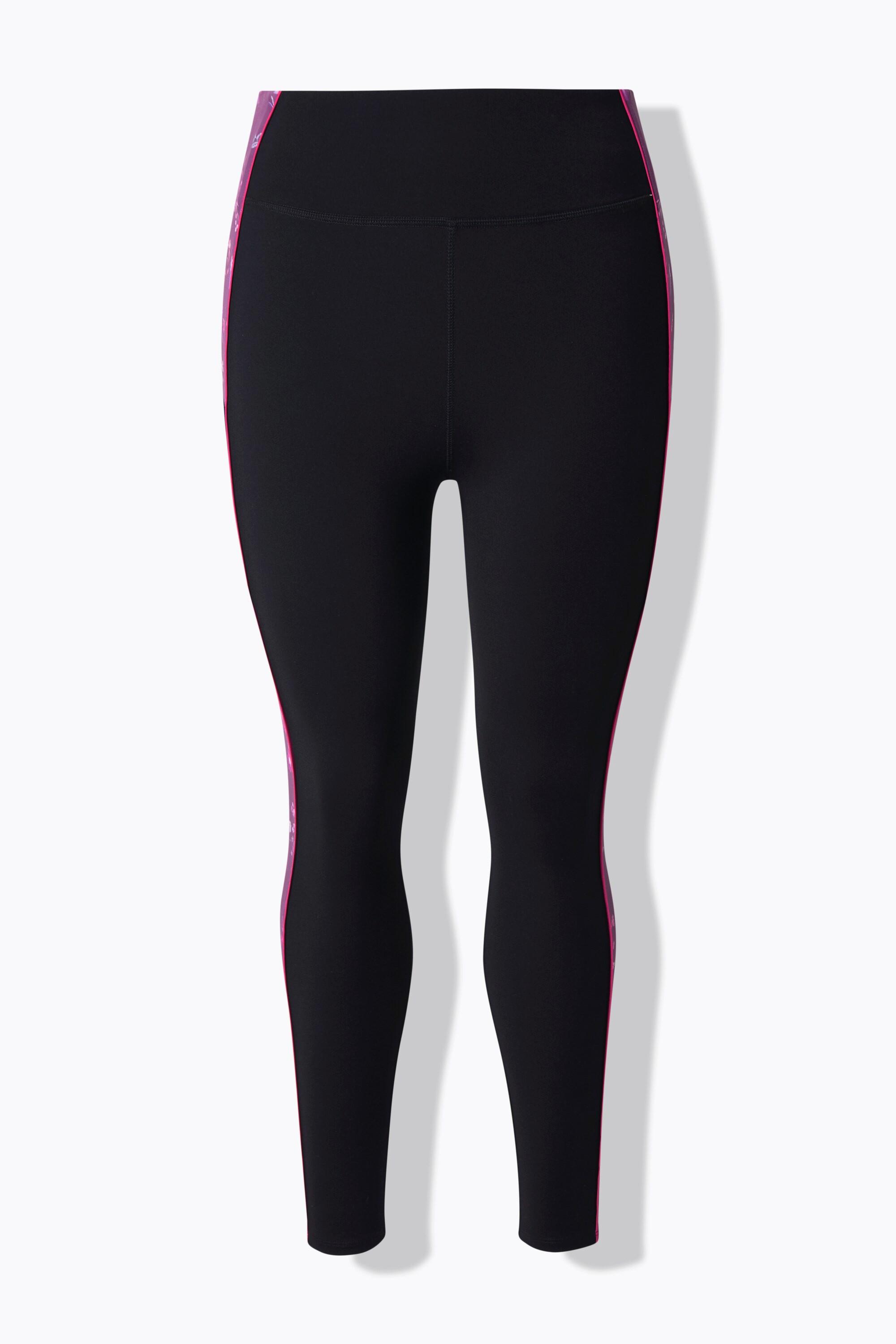 Ulla Popken Leggings sportivi taglio gamba aderente fiori tasche riciclato  