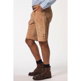 JP1880  Lederhosen in tradizionale stile Tracht in pelle di capra con ricami tradizionali e cintura di pelle in omaggio 