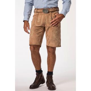 JP1880  Lederhosen in tradizionale stile Tracht in pelle di capra con ricami tradizionali e cintura di pelle in omaggio 