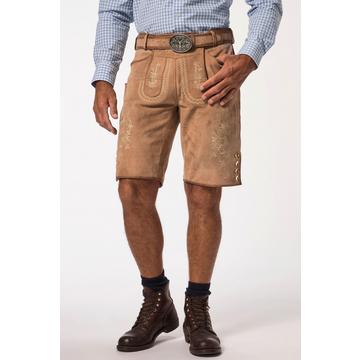 Lederhosen in tradizionale stile Tracht in pelle di capra con ricami tradizionali e cintura di pelle in omaggio