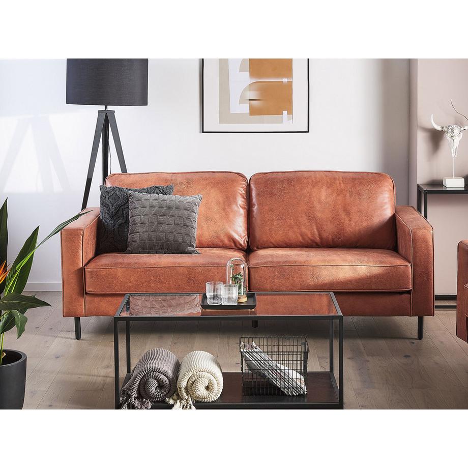 Beliani Canapé 3 places en Cuir PU Rétro SAVALEN  