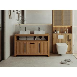 Vente-unique Waschbeckenunterschrank aus hellem Teakholz - 120 cm - SARATOK  