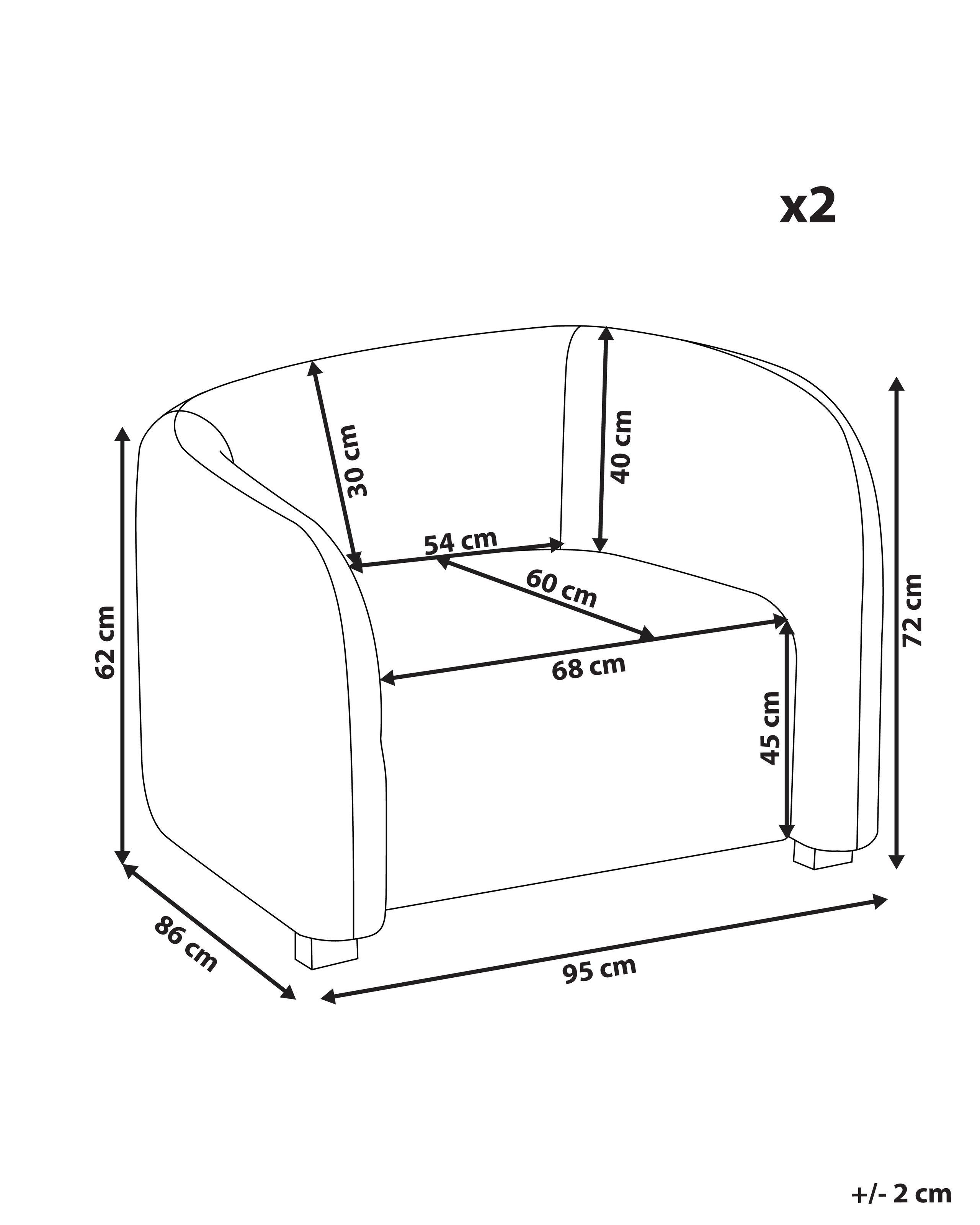 Beliani Lot de 2 fauteuils en Velours Moderne VELTADA  