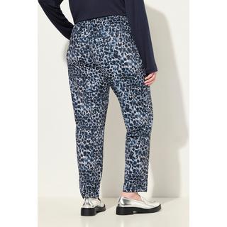 Ulla Popken Pantaloni di jersey fantasia leopardata vita elastica tasche con zip  