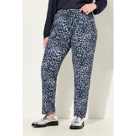 Ulla Popken Pantaloni di jersey fantasia leopardata vita elastica tasche con zip  