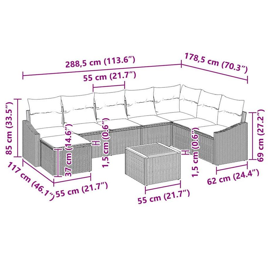 VidaXL Modulare möbel poly-rattan  