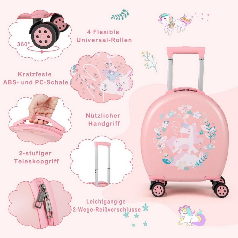 Northix  Valise enfant 4 pièces + sac à dos 10"+14" trolley enfant à roulettes 