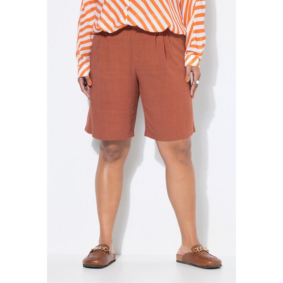 Studio Untold Bermuda Lin Mélangé Wide Legs Taille Élastique  