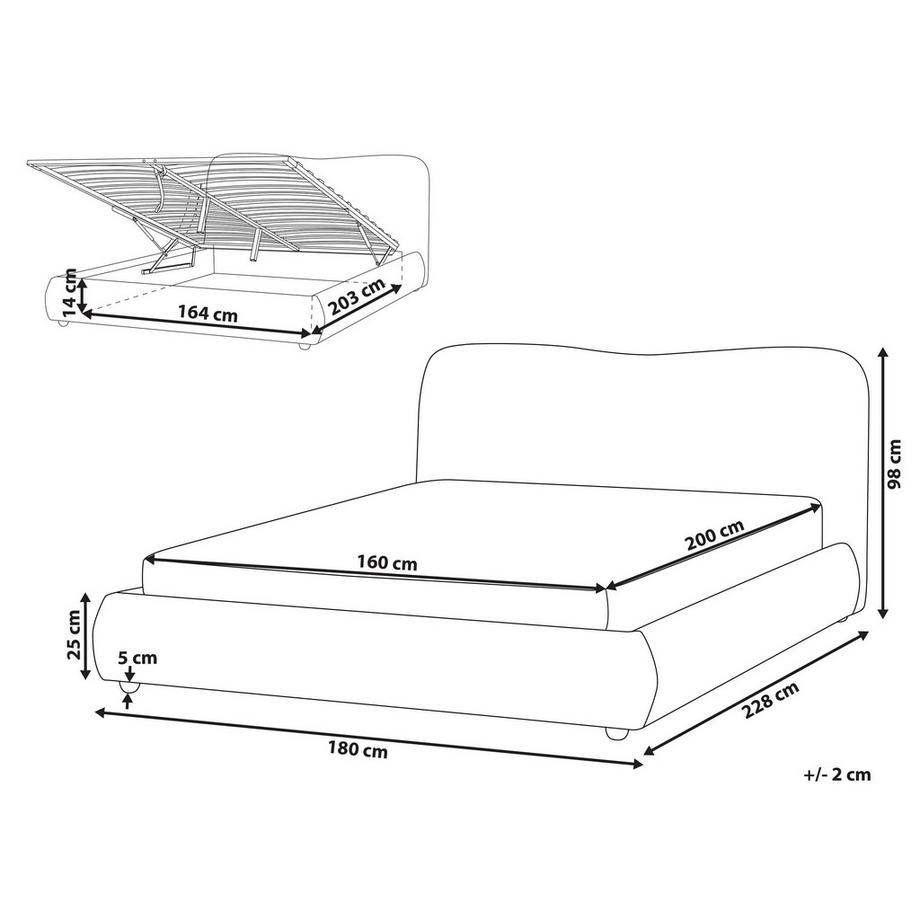 Beliani Bett mit Stauraum aus Bouclé Modern BLAGNAC  