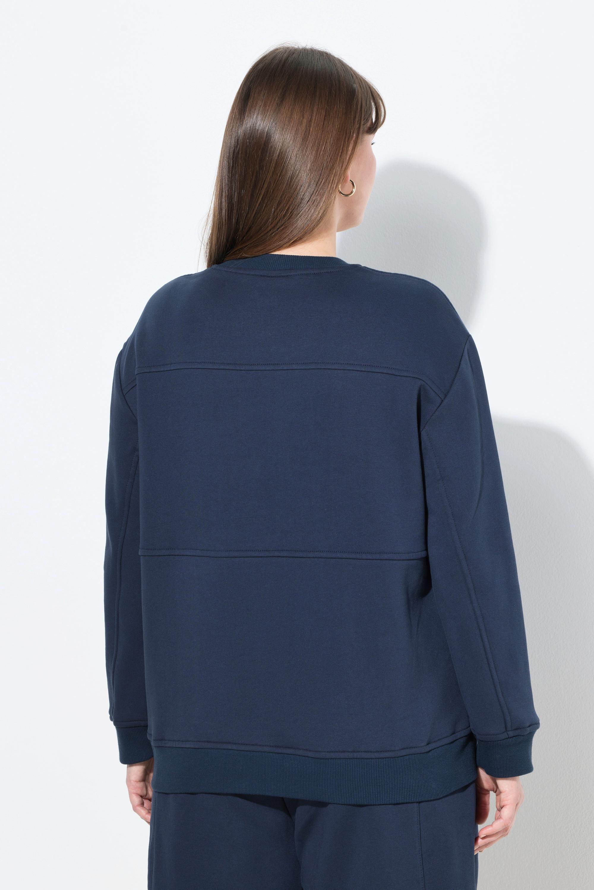 Ulla Popken Sweatshirt Patchlook Col Rond Manches Longues  