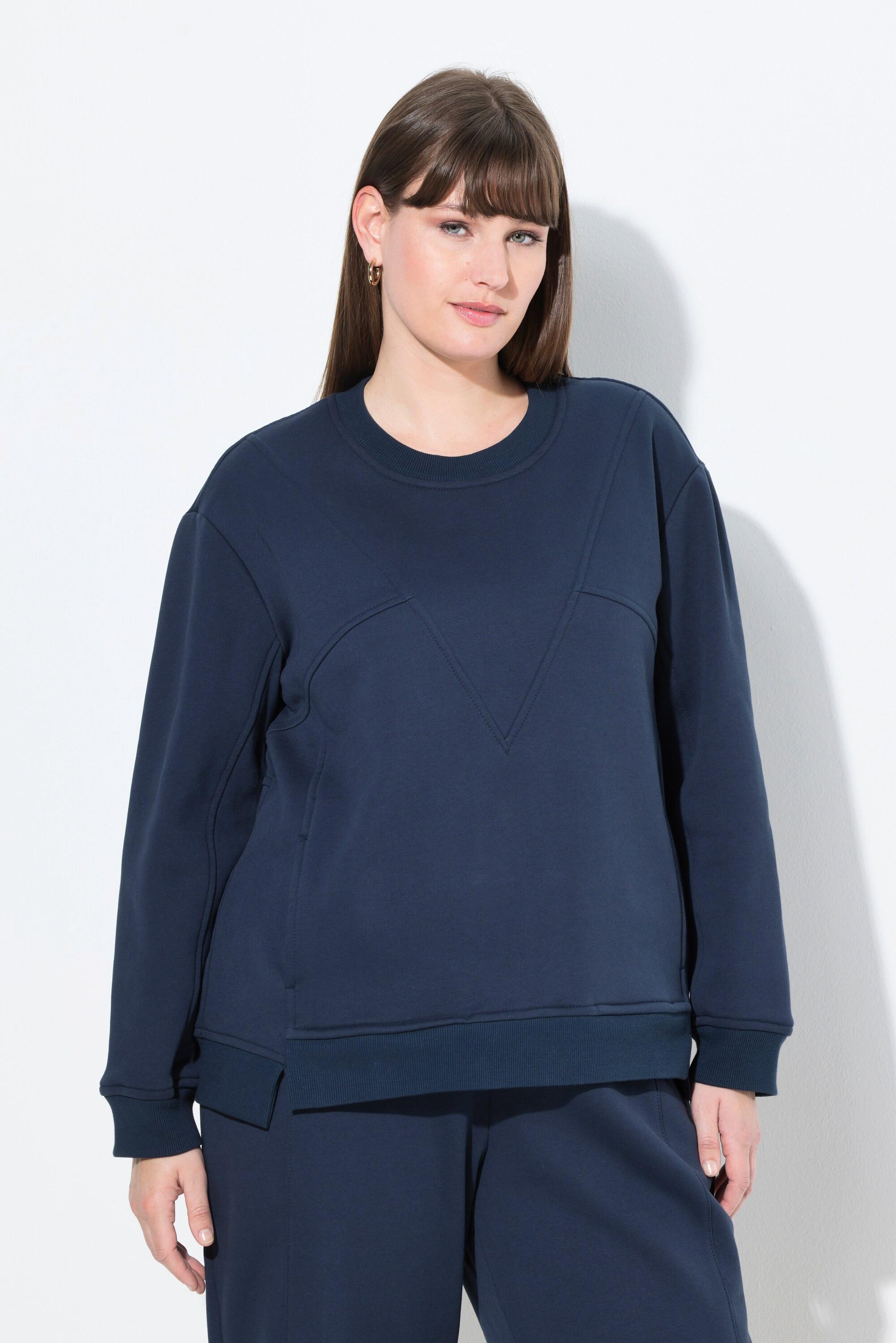 Ulla Popken Sweatshirt Patchlook Col Rond Manches Longues  