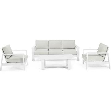 Salon de jardin Baltic avec coussins blanc (4 pièces)