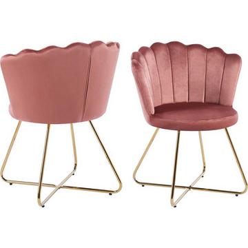 Muschelstuhl Vlonit Samt Metall rose gold (2er-Set)