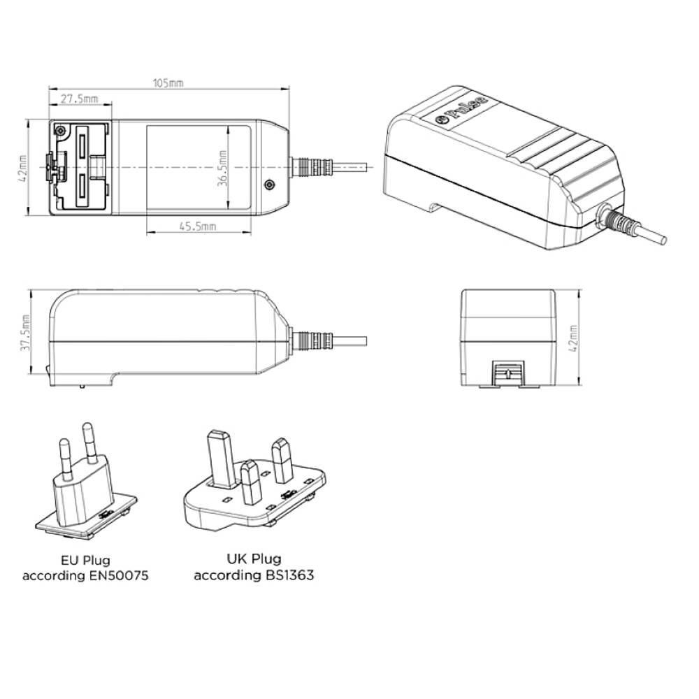 Egston  Steckernetzteil, Festspannung 12 V/DC 2.5 A 30 W mit Europa-Adapter, mit UK-Adapter 