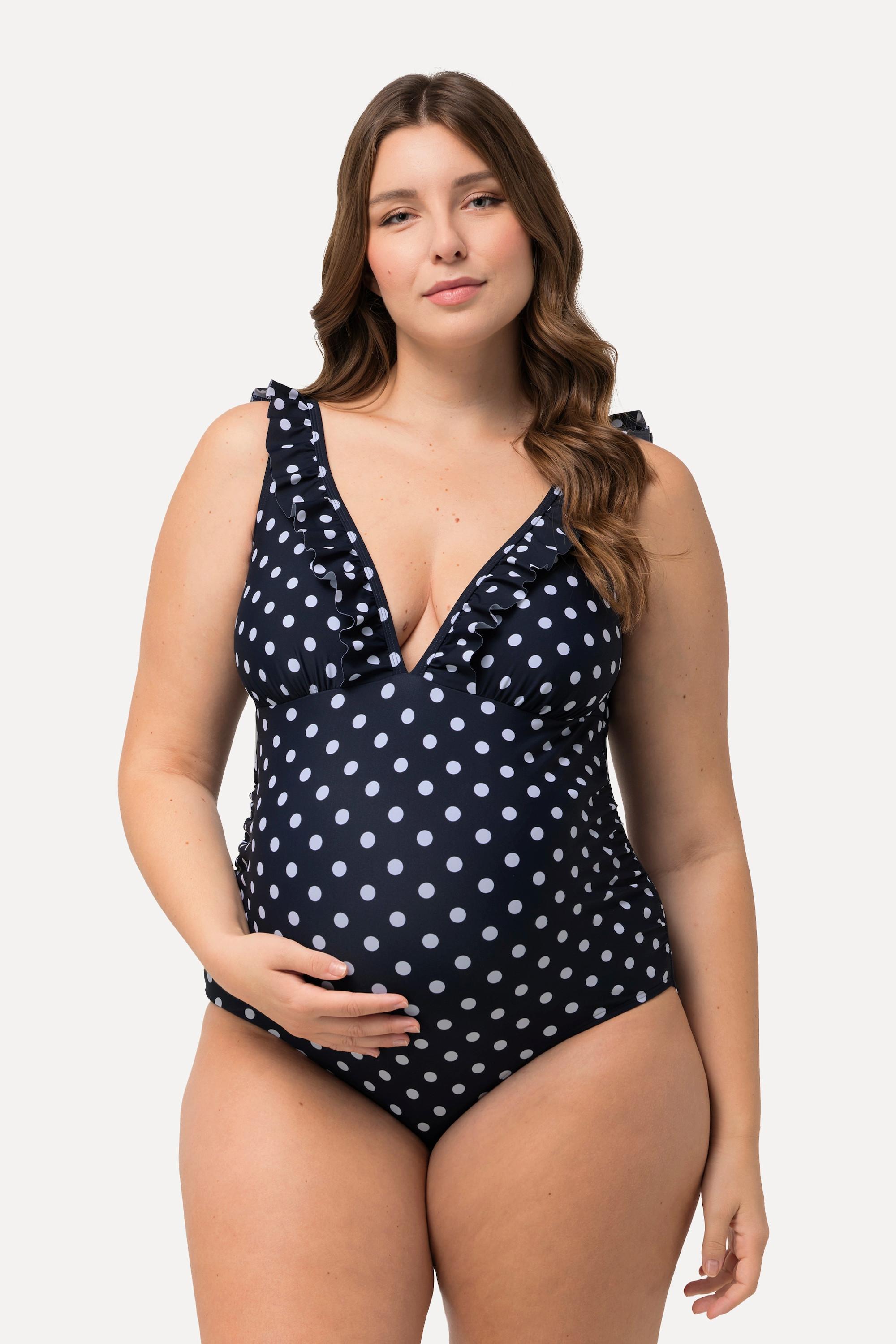 Ulla Popken Bellieva Polka Dot Umstands-Badeanzug  