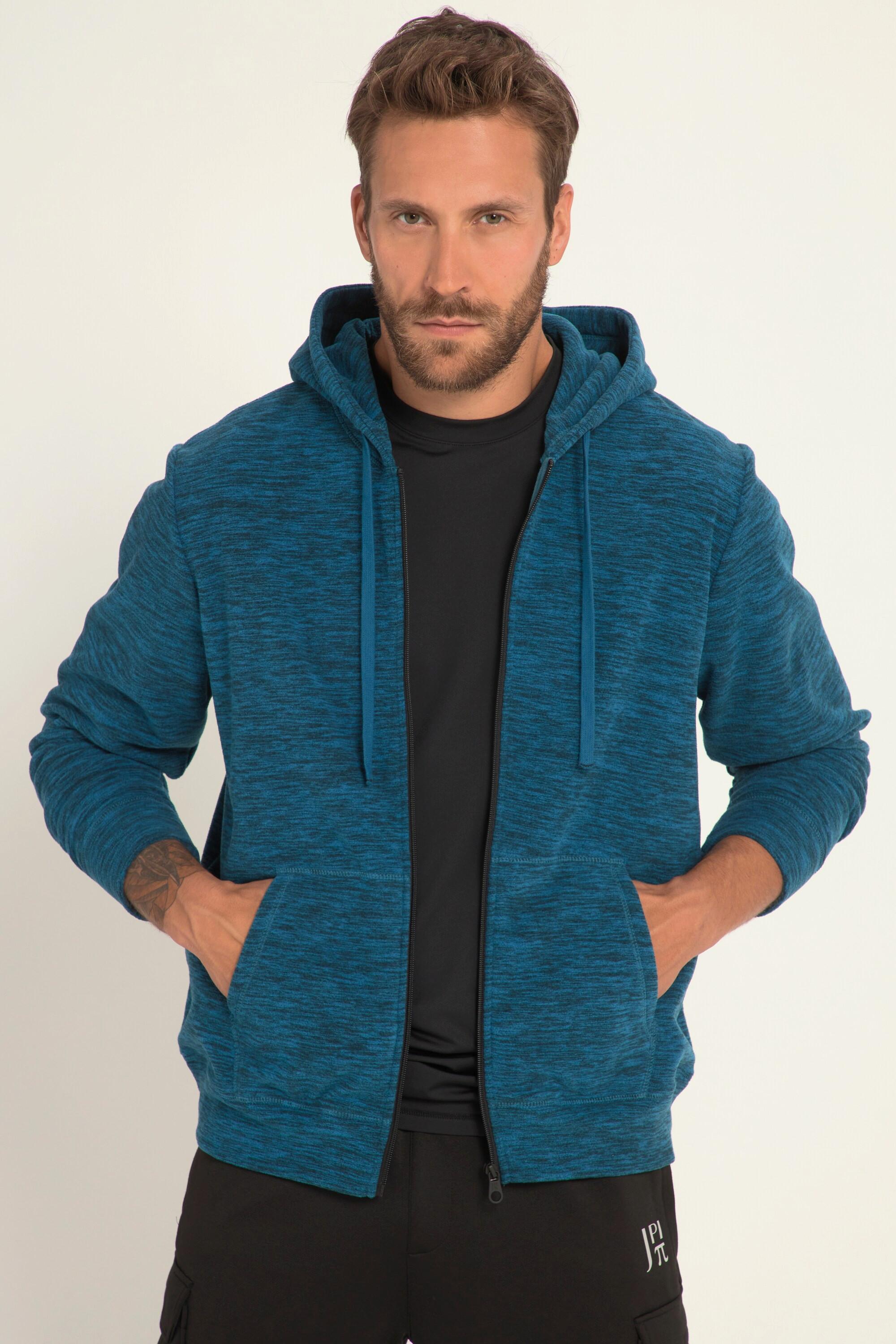 JP1880  Strickfleece-Hoodiejacke, Outdoor, Kapuze, Kängurutasche 