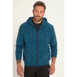 JP1880  Giacca per l'outdoor in maglia e pile con cappuccio e tasca a marsupio 