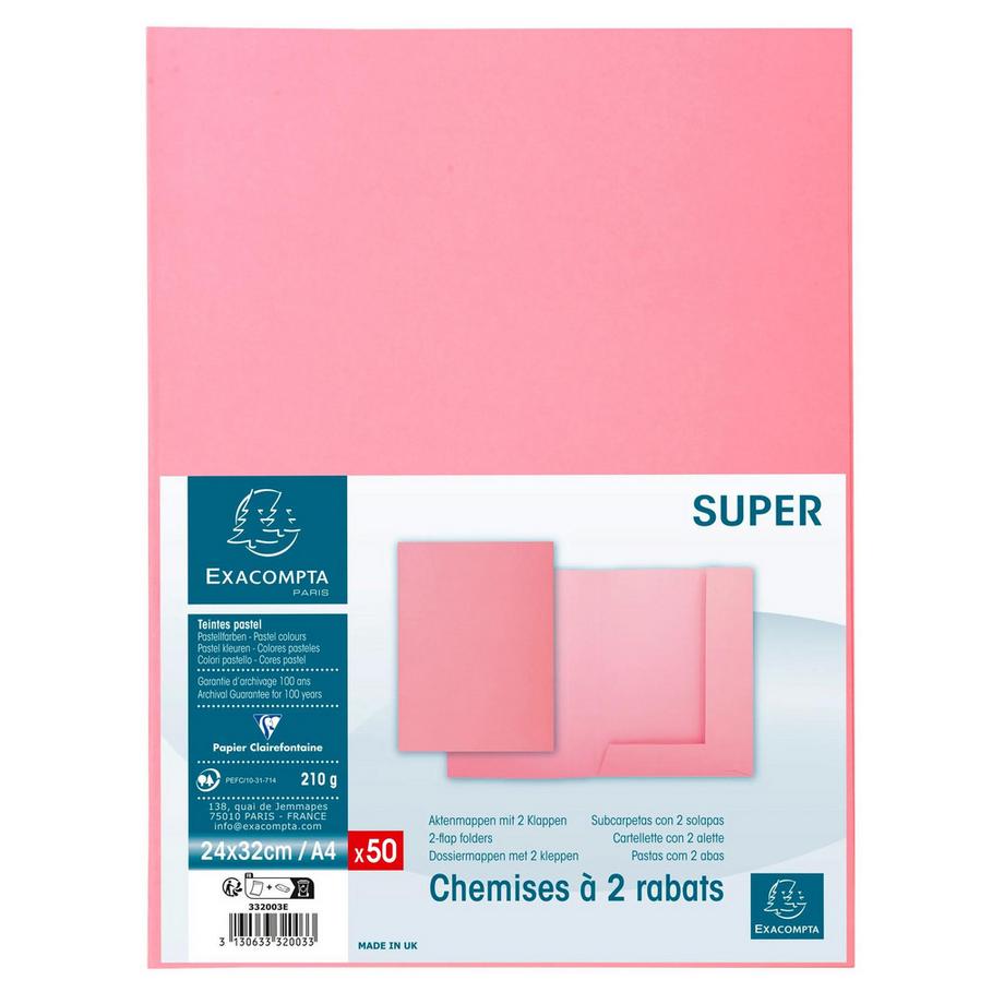 Exacompta Confezione da 50 cartelle 2 alette SUPER 210 - 24x32cm - x 5  