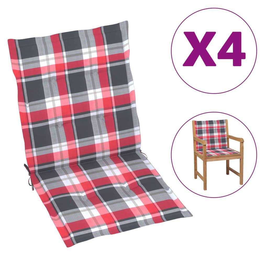 VidaXL Coussins de chaise de jardin 4 pcs Carreaux 100x50x3 cm  