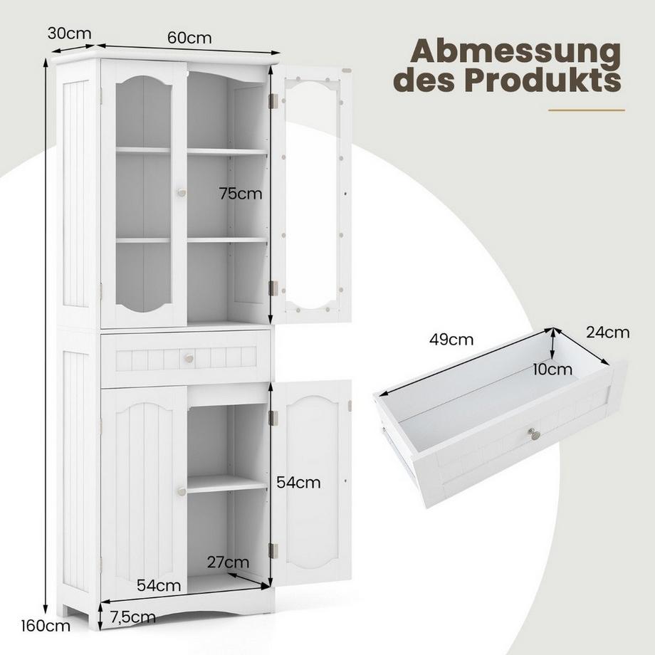 Northix Armoire de salle de bain avec portes vitrées  