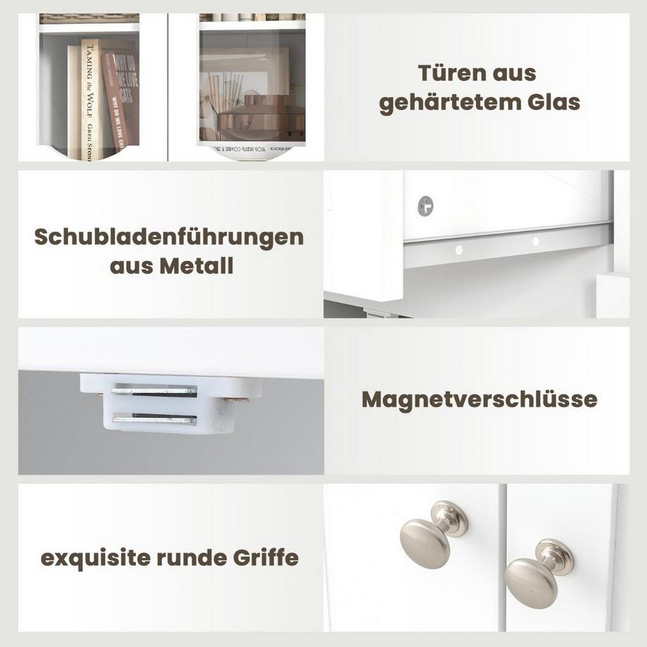 Northix Armoire de salle de bain avec portes vitrées  