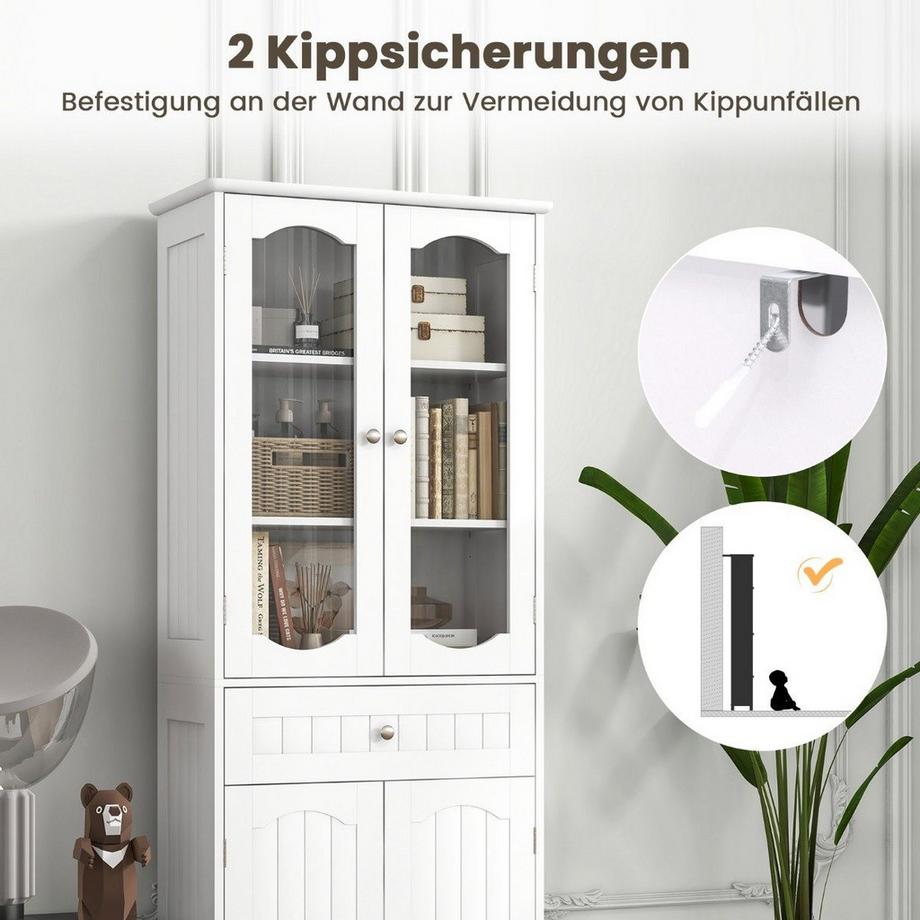 Northix Armoire de salle de bain avec portes vitrées  