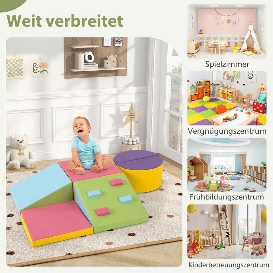 B2X  6 TLG. Kinder Schamstoff Bausteine mit Kletterfelsen zum Klettern & Krabbeln Softbausteine 