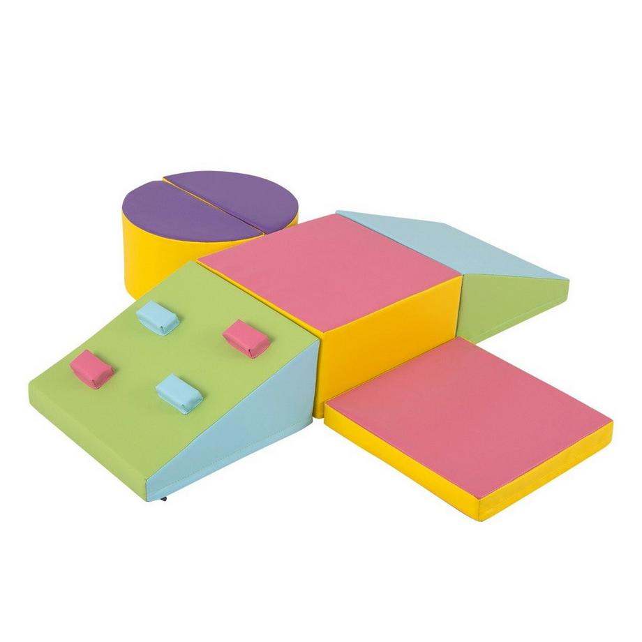 B2X  6 TLG. Kinder Schamstoff Bausteine mit Kletterfelsen zum Klettern & Krabbeln Softbausteine 