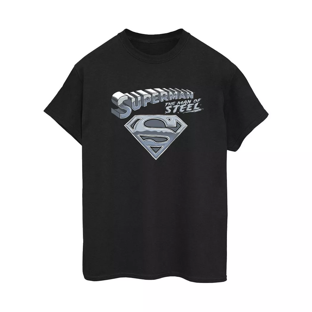 DC COMICS - The Man Of Steel TShirt, für Damen, Schwarz, Größe XL