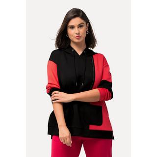 Ulla Popken  Maglia in stile color blocking con cappuccio, applicazioni e maniche lunghe 