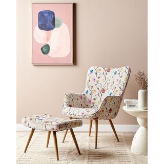 Beliani Fauteuil à oreilles en Tissu Rétro VEJLE  