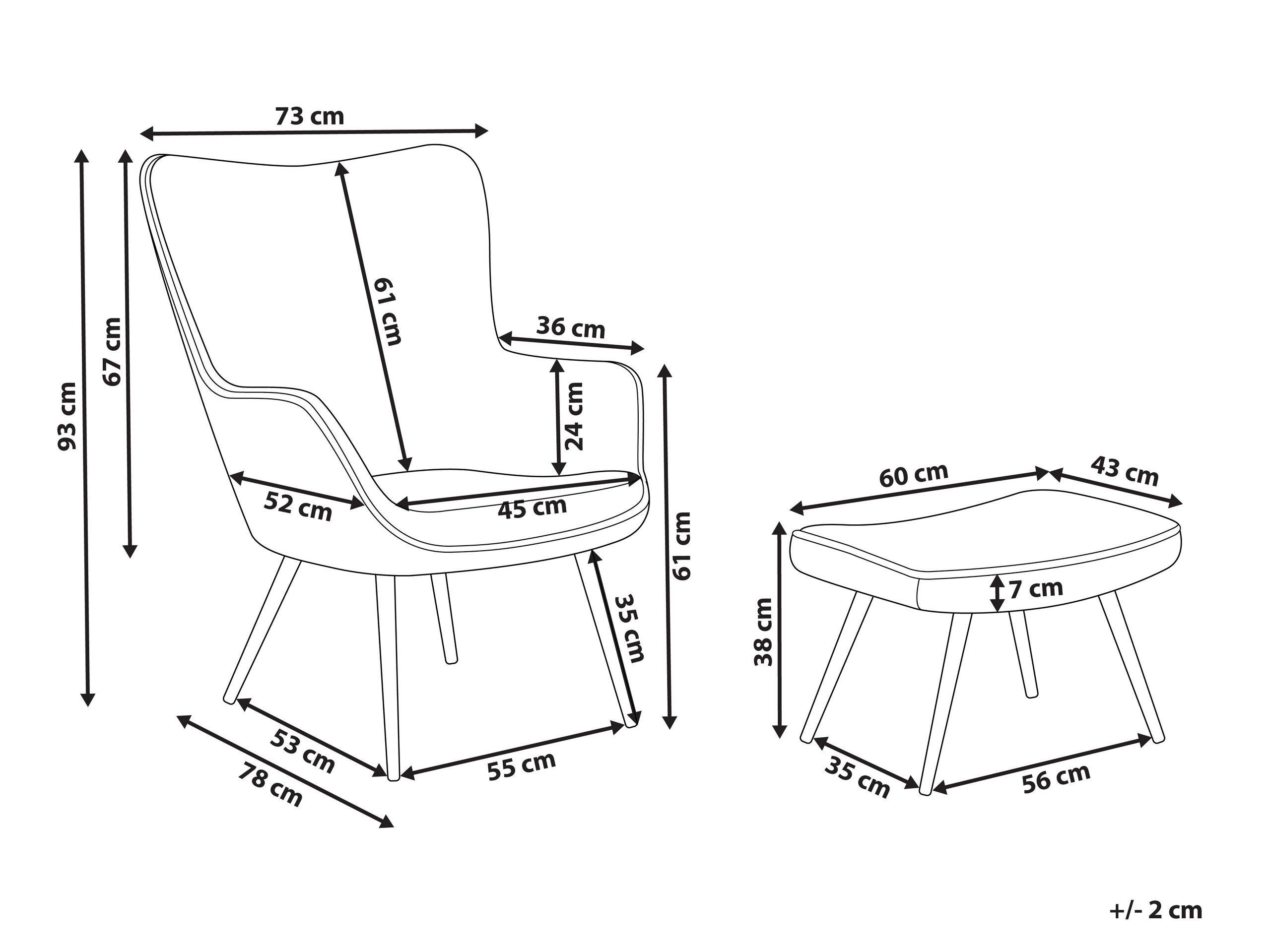 Beliani Fauteuil à oreilles en Tissu Rétro VEJLE  