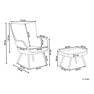 Beliani Fauteuil à oreilles en Tissu Rétro VEJLE  