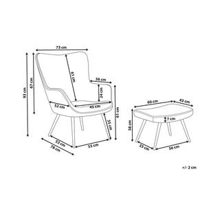 Beliani Fauteuil à oreilles en Tissu Rétro VEJLE  