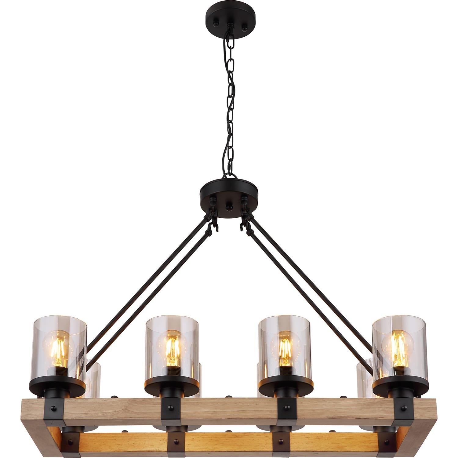 mutoni Lampe à suspension Leila métal noir mat 8xE27  