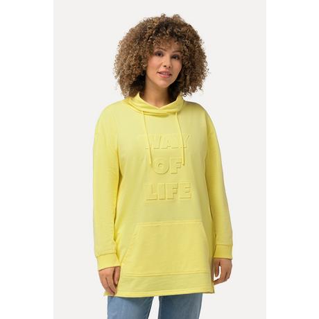 Ulla Popken  Sweat-shirt oversized à col montant et manches longues. Gaufrage 3D 