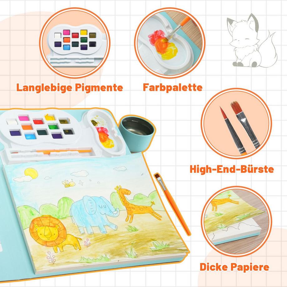 Activity-board  Aquarellsets, All-in-One-Malbücher für Kleinkinder, Malbücher für Kinder, Zauberbuch 
