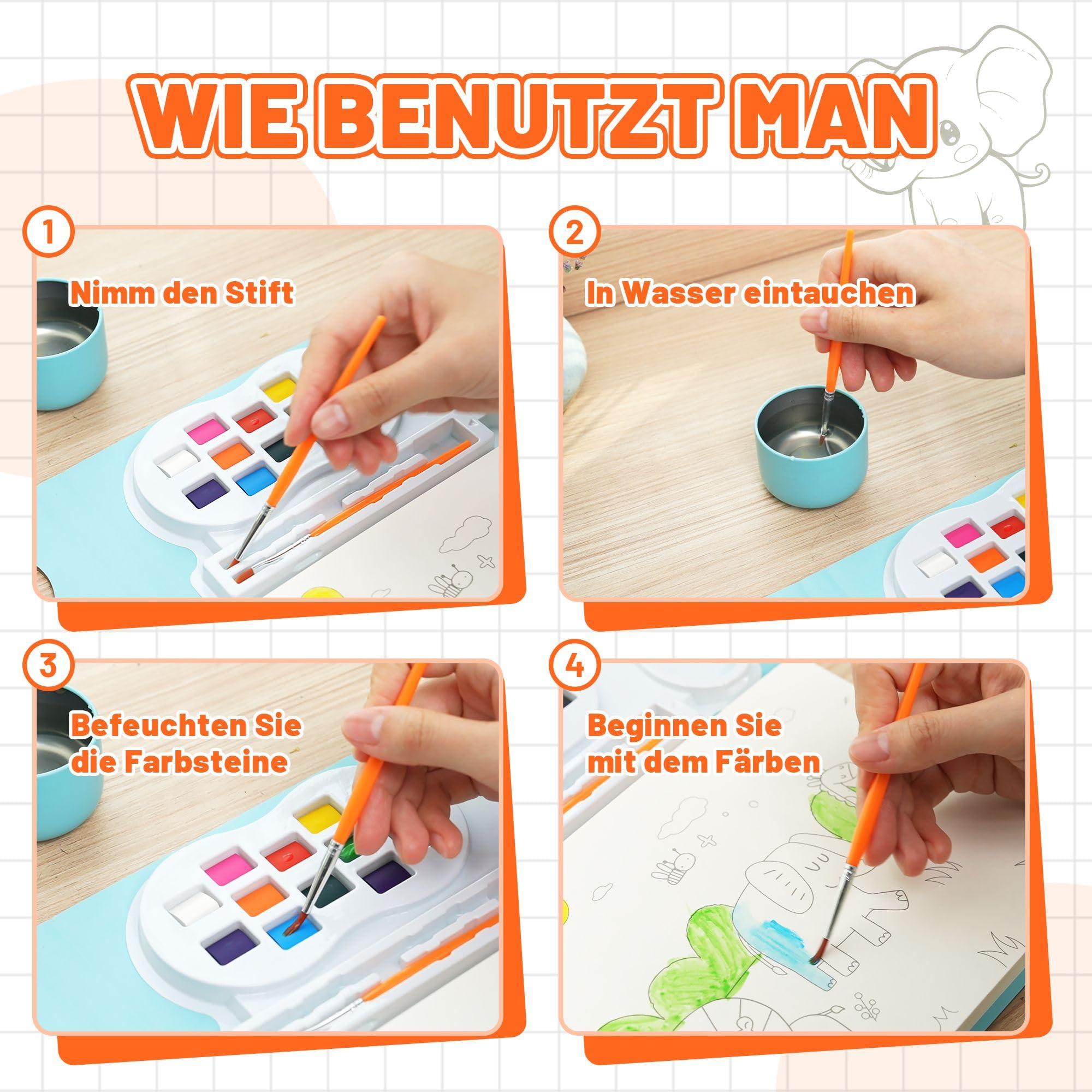 Activity-board  Aquarellsets, All-in-One-Malbücher für Kleinkinder, Malbücher für Kinder, Zauberbuch 