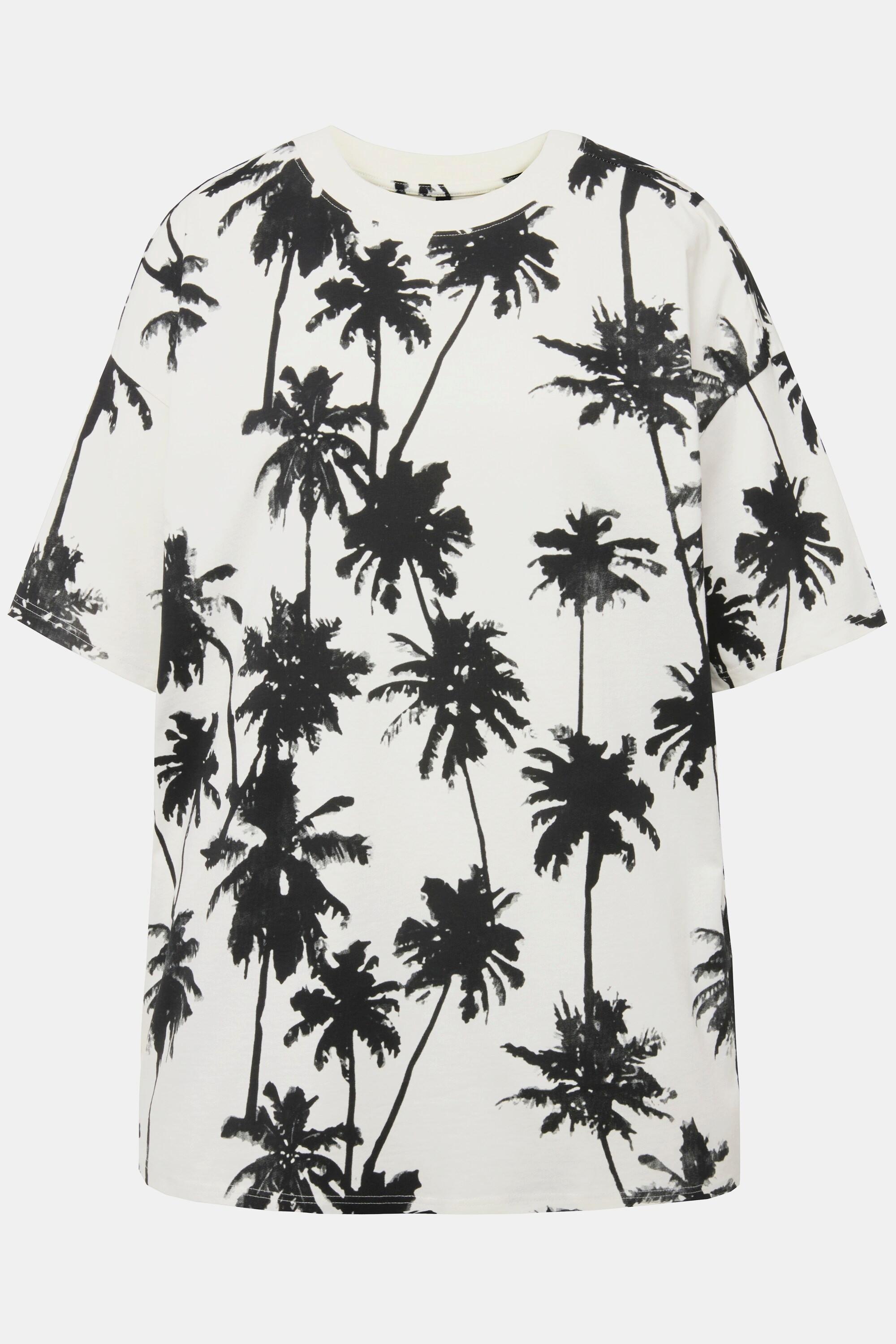 Studio Untold  Oversize-Shirt, Palmenprint, Rundhals, Halbarm, Unisex 