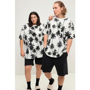 Oversize-Shirt, Palmenprint, Rundhals, Halbarm, Unisex