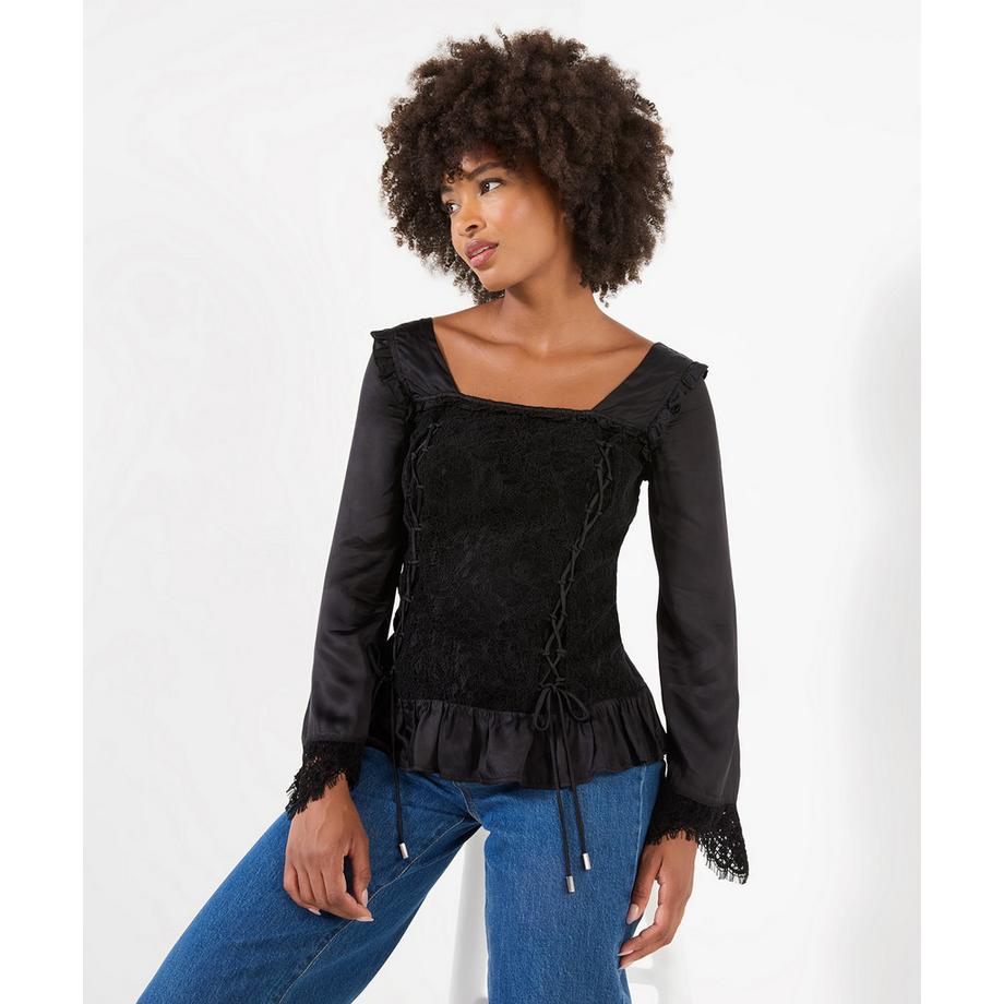 Joe Browns Blouse en Dentelle à Manches Larges et Laçage  