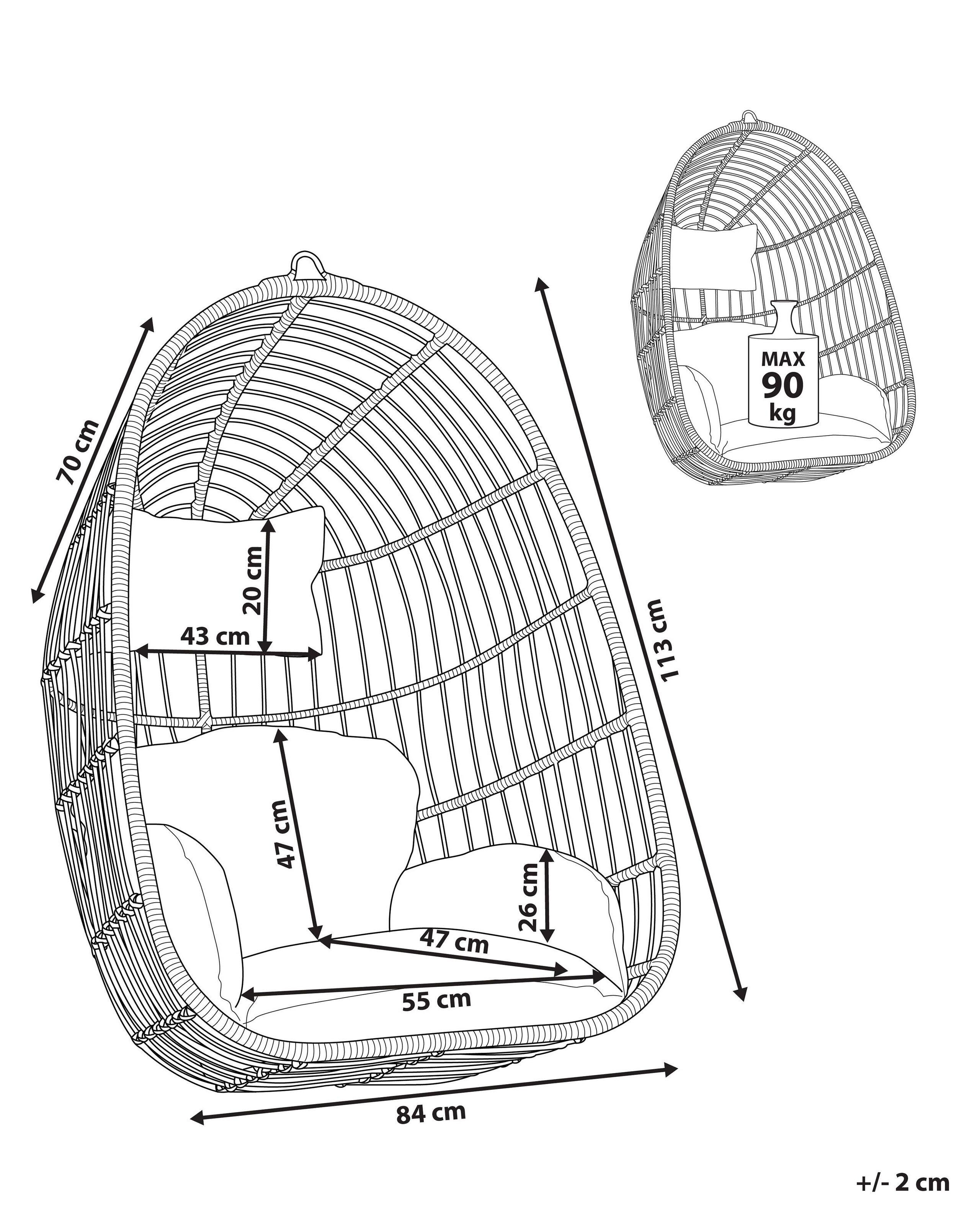 Beliani Sedia sospesa da fissare al soffitto en Rattan sintetico Retrò CASOLI  