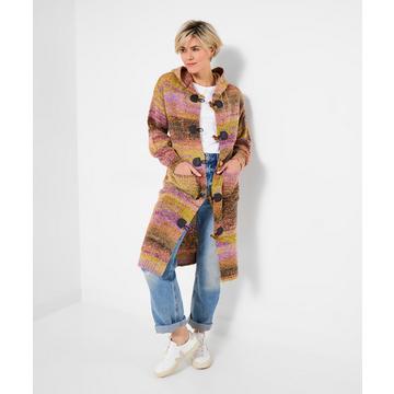 Langer Kapuzen-Cardigan mit Statement