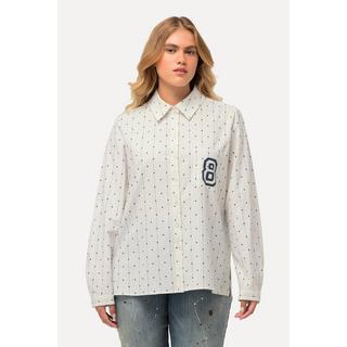 Ulla Popken  Camicia con pallini, collo da camicia, maniche lunghe e retro più lungo 