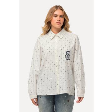 Camicia con pallini, collo da camicia, maniche lunghe e retro più lungo