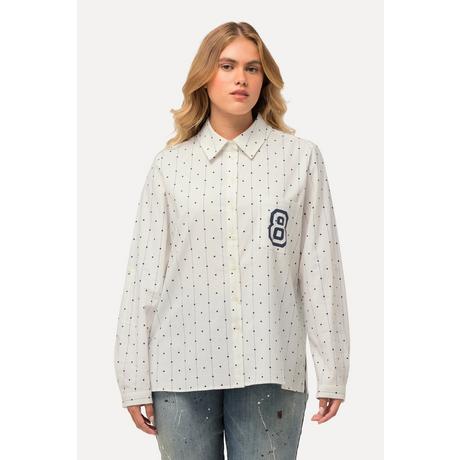 Ulla Popken  Camicia con pallini, collo da camicia, maniche lunghe e retro più lungo 