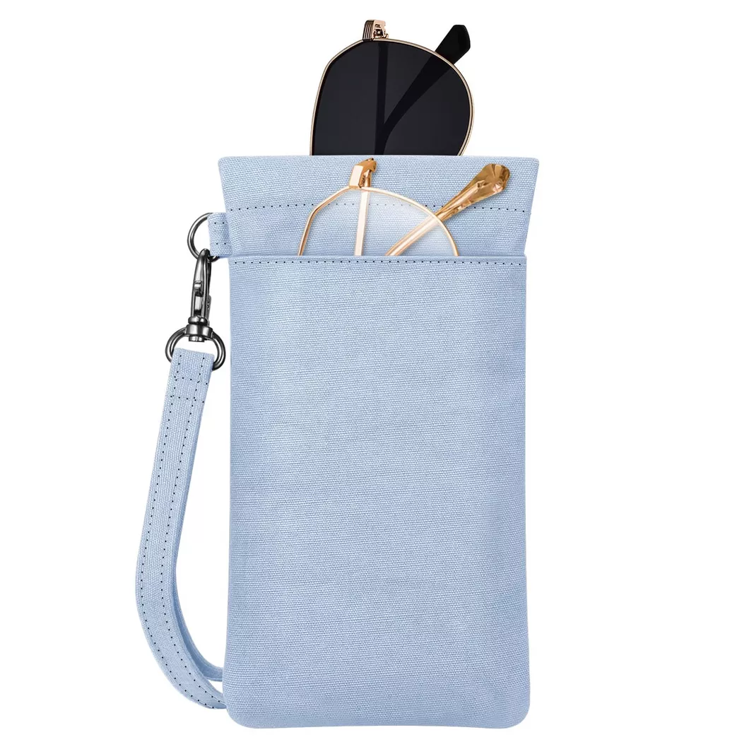 Only-bags.store - Doppelbrillenetui für 2 Brillen - weiches Brillenetui zum Aufstecken, für Damen, Blau, Größe Onesize