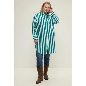 Camicia dal taglio oversize con righe, collo da camicia e maniche lunghe